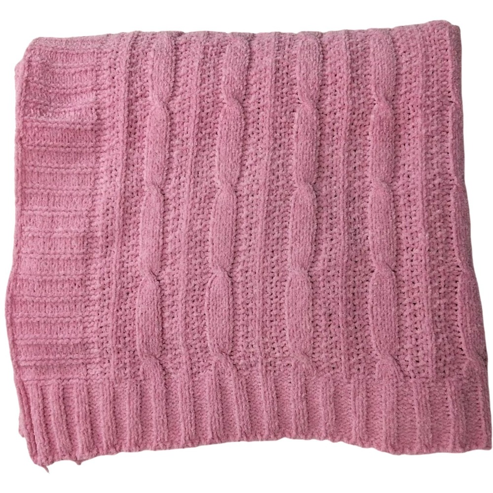 Kyle & Deena Pink Baby Girl Cable Knit Chenille Blanket Soft Lovey Solid